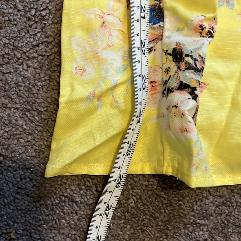 Anthropologie Feather Bone size 6 yellow floral pants Talese - Picture 9 of 12